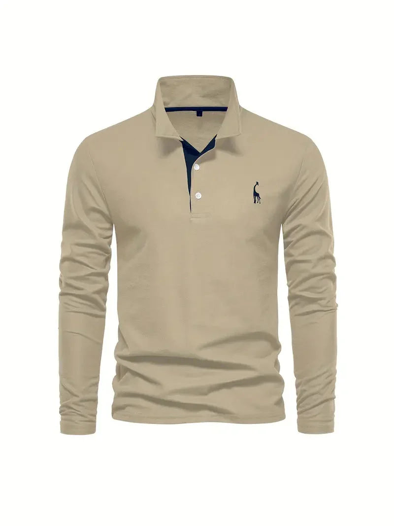 Giraffen Muster Poloshirt Langarm
