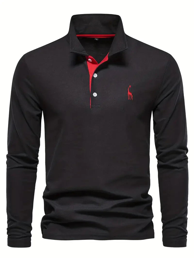 Giraffen Muster Poloshirt Langarm - IdealeKleiden