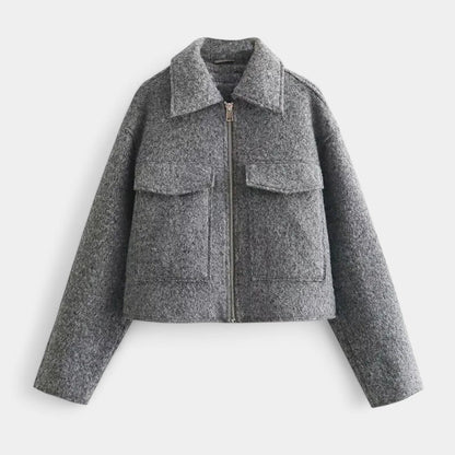 Stylische Damen Wolljacke Kurz Modisch