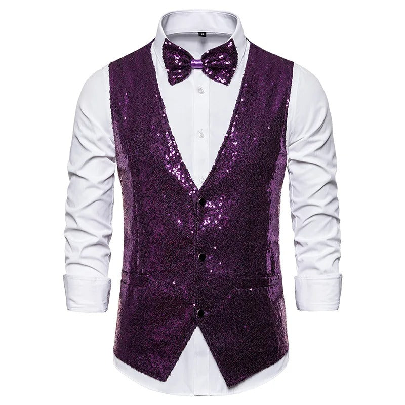 Glitzer Weste Herren Party Elegant
