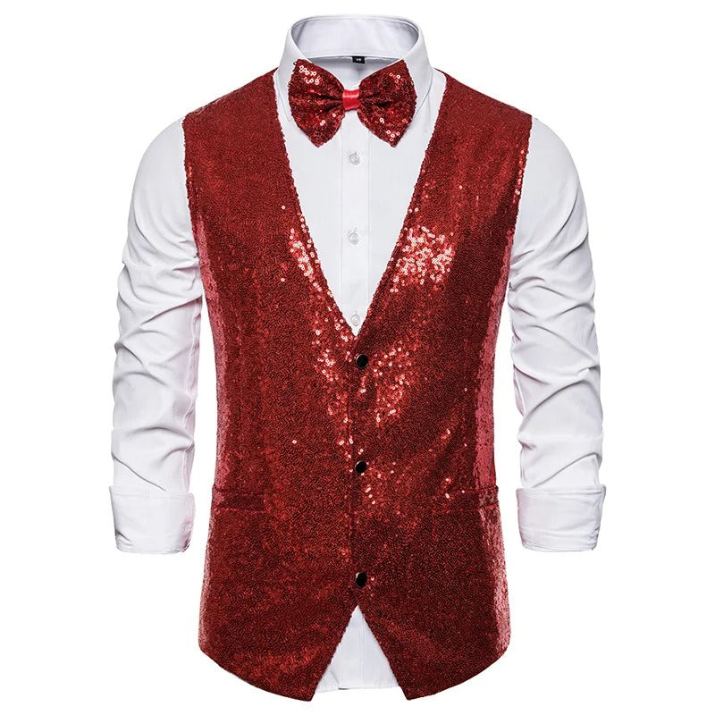 Glitzer Weste Herren Party Elegant