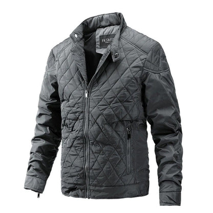 Herren Steppjacke Reißverschluss Vorne Stehkragen