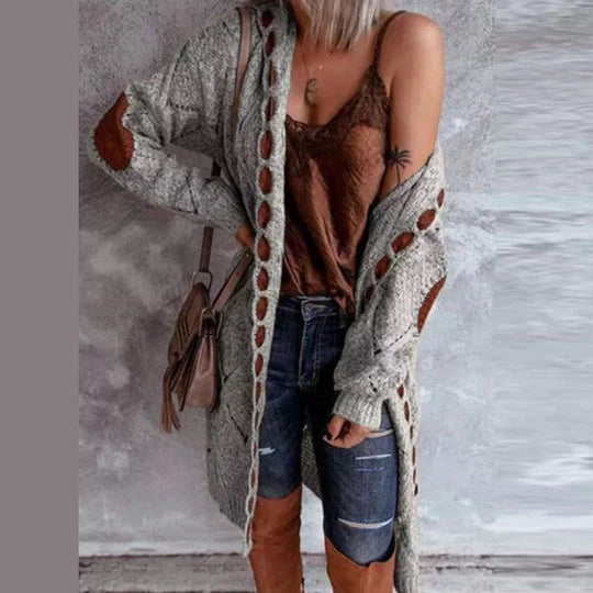 Stylische Strickjacke mit Kapuze Damen