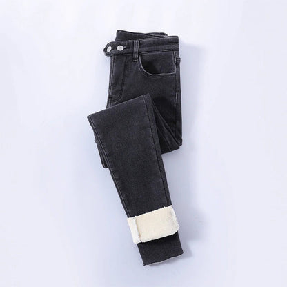Damen Winterjeans Gefüttert Hohe Taille