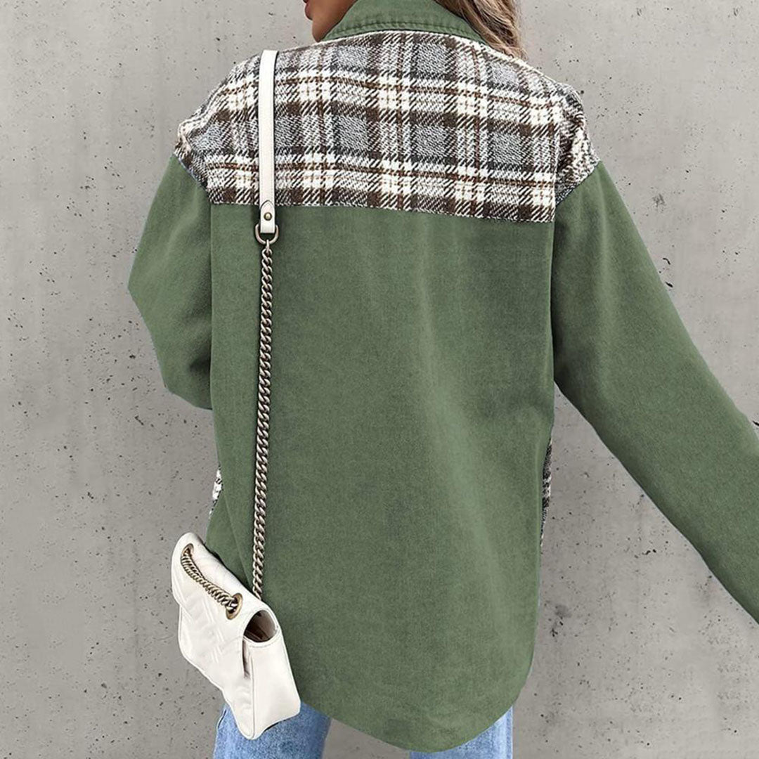 Modische Karo Jeansjacke Damen - IdealeKleiden