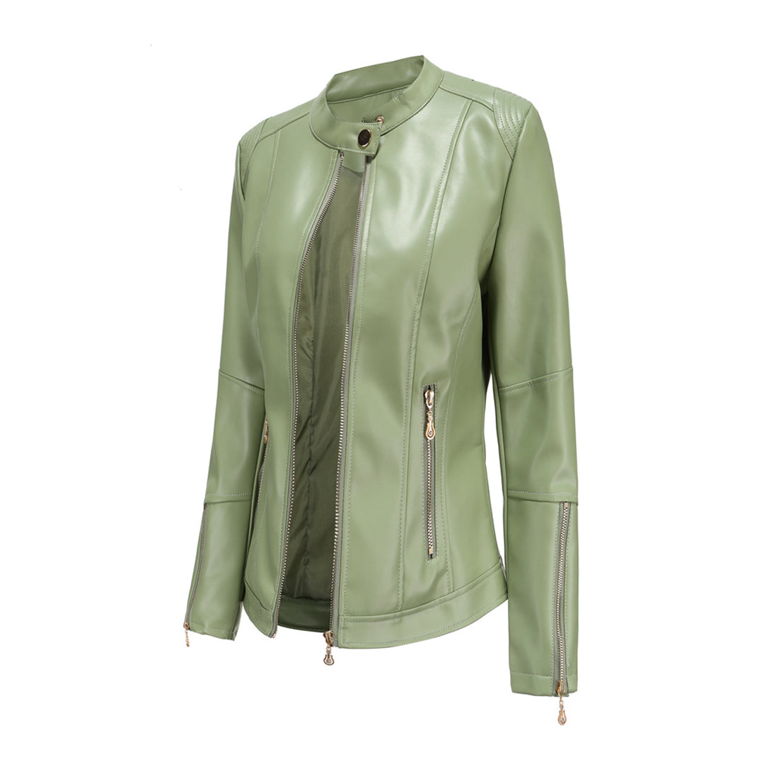 Herbst Lederjacke Frauen Stilvoll