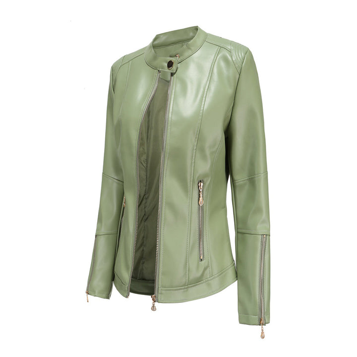 Herbst Lederjacke Frauen Stilvoll