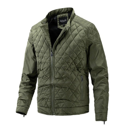 Herren Steppjacke Reißverschluss Vorne Stehkragen
