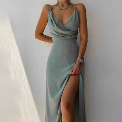 Sommerkleid Ibiza Stil Satin Elegant