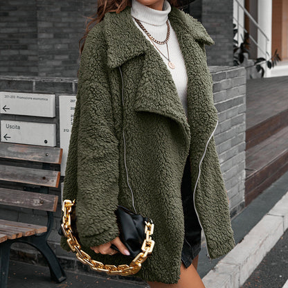 Warme Sherpa-Jacke Damen Reverskragen