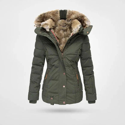 Warme Winterjacke mit Pelzkrage