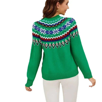 Weihnachtspulli Damen Warm Strickpullover Winter - IdealeKleiden