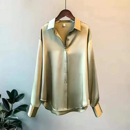 Elegante Damen Seidenbluse mit Knöpfen