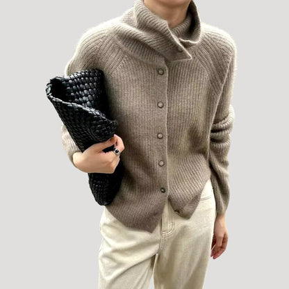 Damen Cardigan Grobstrick Langarm mit Knöpfen
