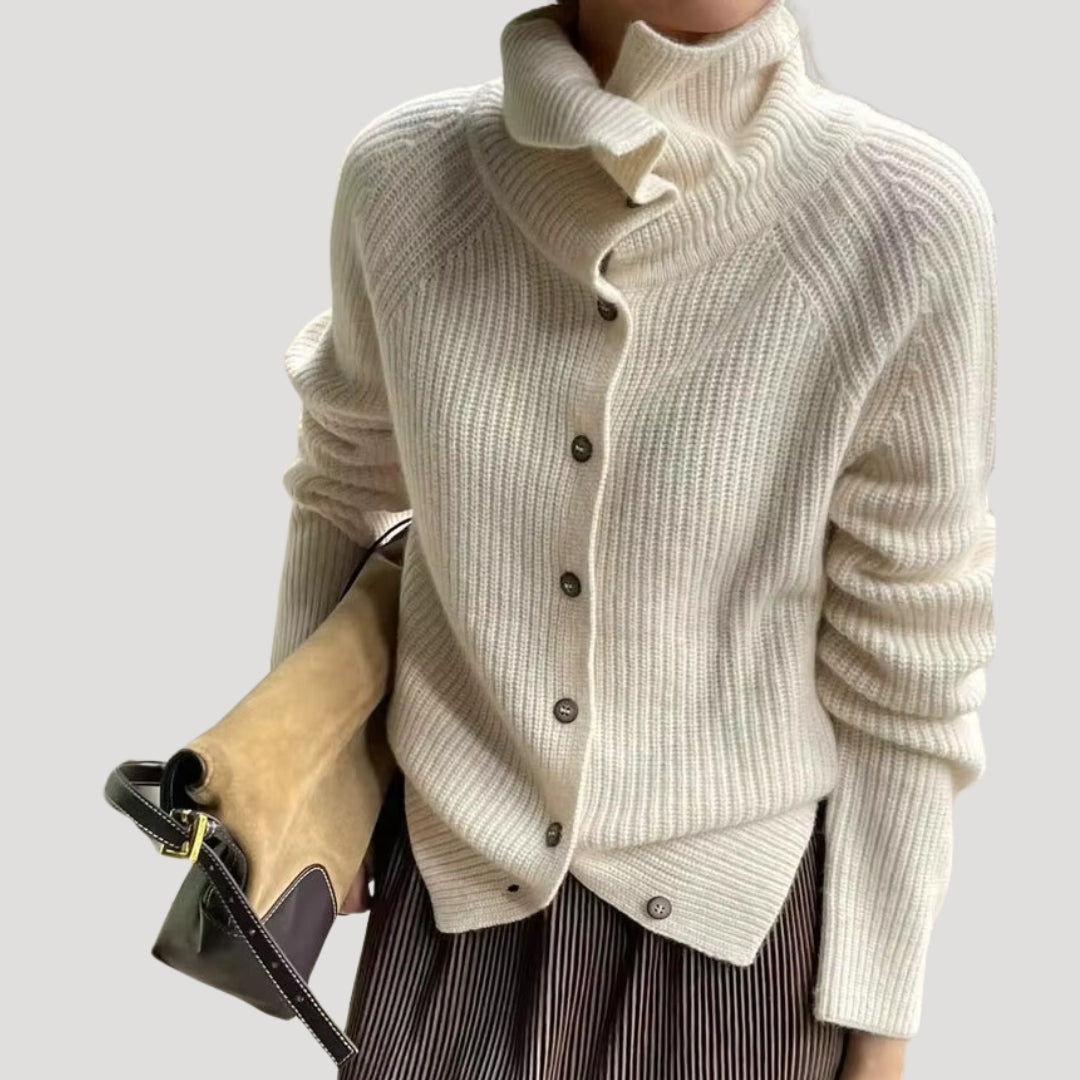 Damen Cardigan Grobstrick Langarm mit Knöpfen