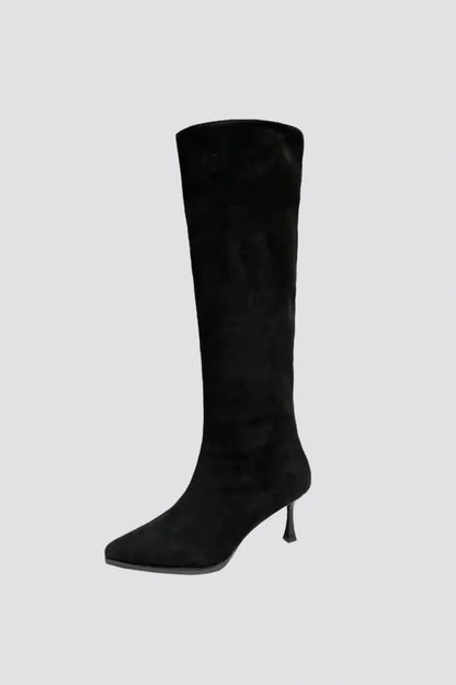 Elegante Damen Stiefel Hochhackig Kniehoch Schwarz
