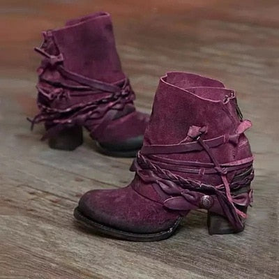 Damenstiefel Winter Warm Mit Dickem Absatz