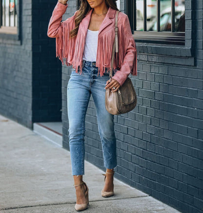 Stylische Westernjacke Damen Fransen Look