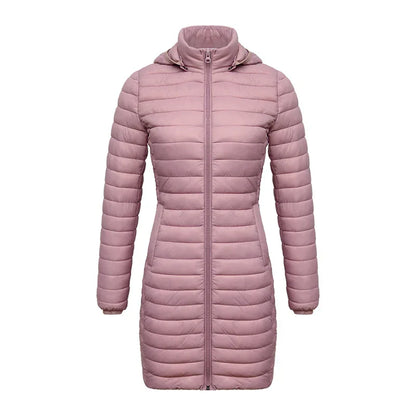Schmale Winterjacke Reißverschluss Kapuze Baumwolle