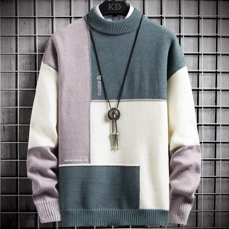 Patchwork Pullover Wärmer Winter - IdealeKleiden