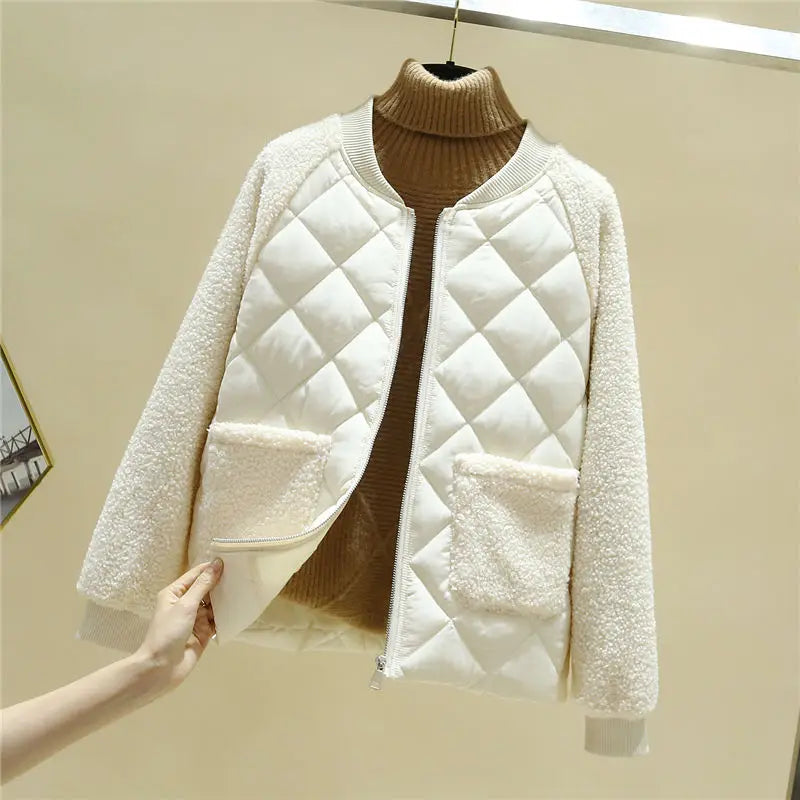 Frauen Steppjacke Weich Gerippt mit Taschen