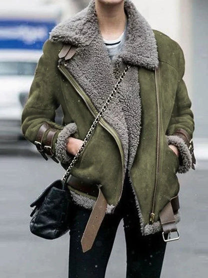 Lederjacke Bikerstil Schnalle