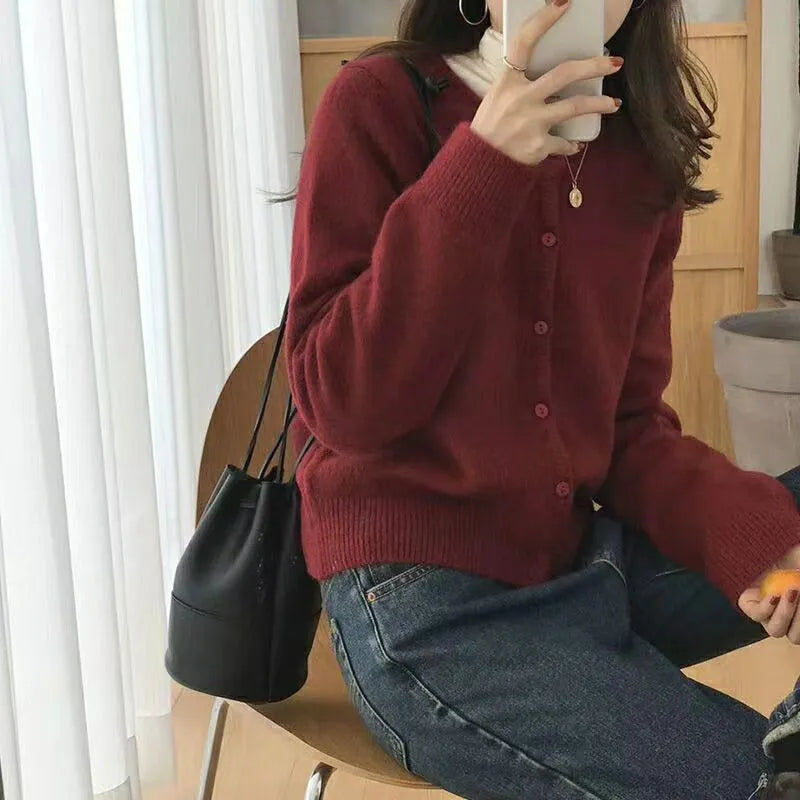 Kuschelige Strickjacke Offen Vorne Damen