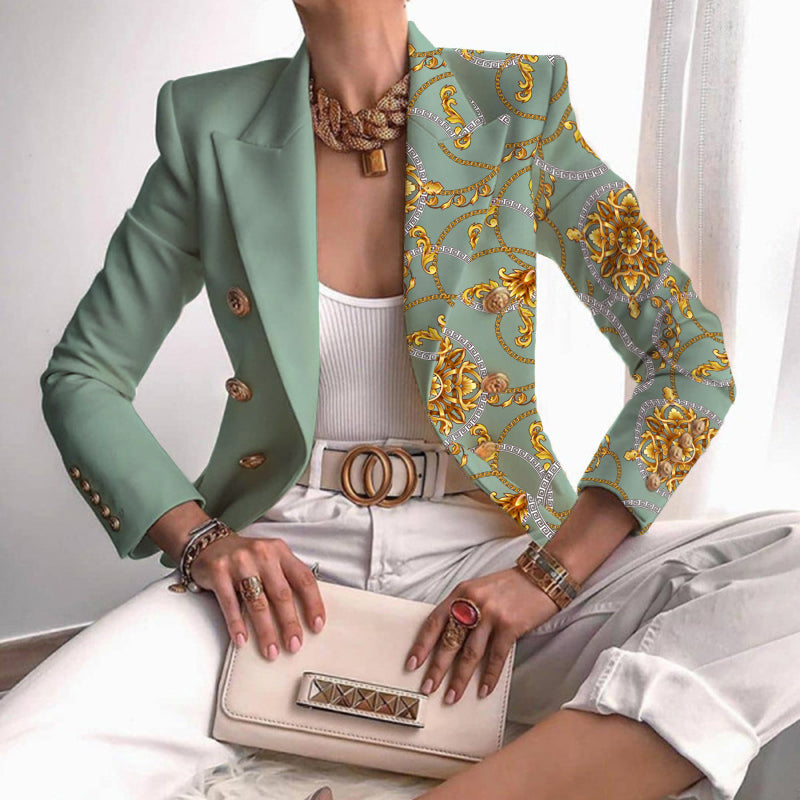 Stilvoller Asymmetrischer Blazer Gold Dekor