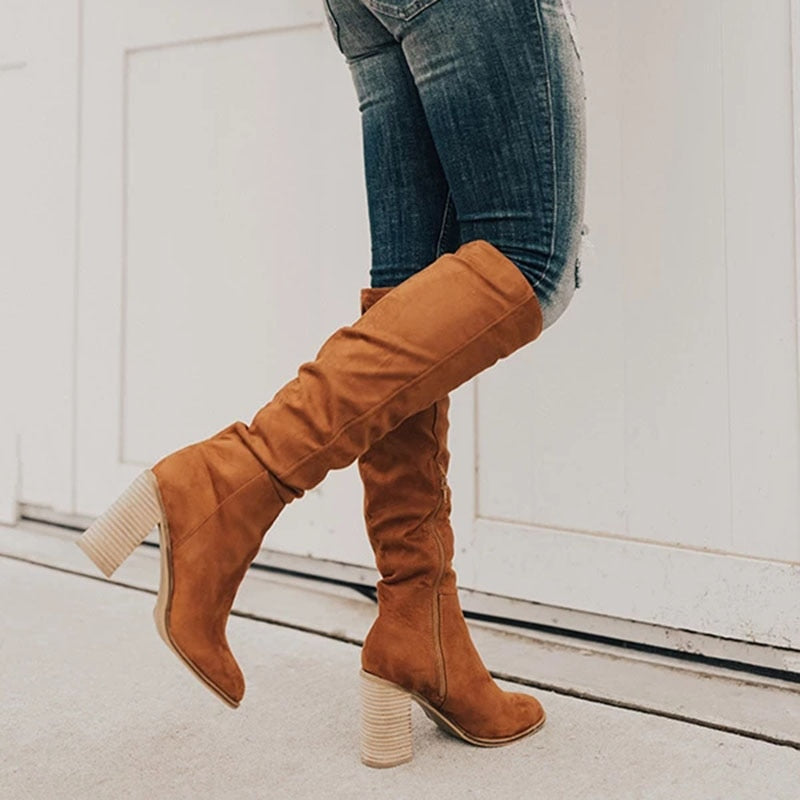 Stylische Wildleder Stiefel Kniehoch