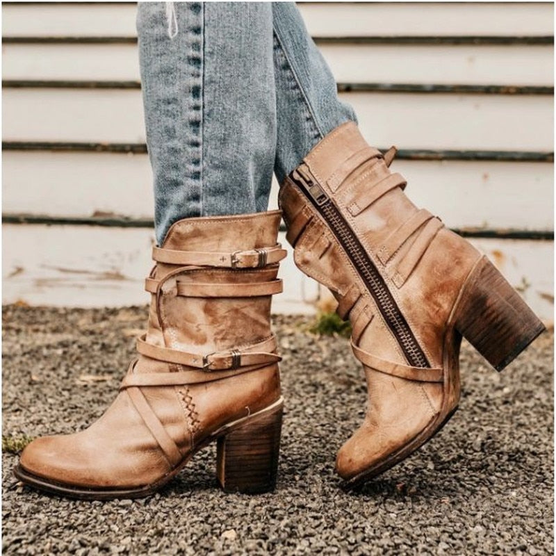 Stilvolle Lederstiefel Damen Elegant