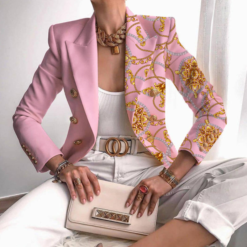 Stilvoller Asymmetrischer Blazer Gold Dekor