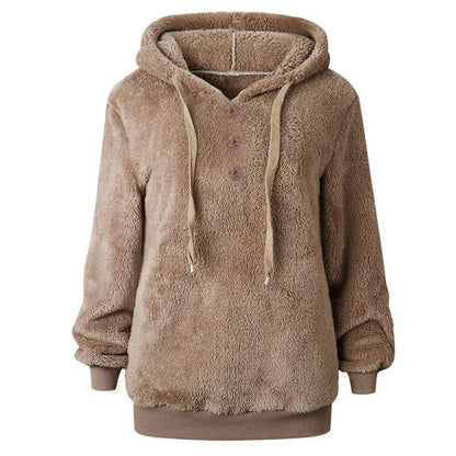 Damen Fleece Sweatshirt Kapuze Weich - IdealeKleiden