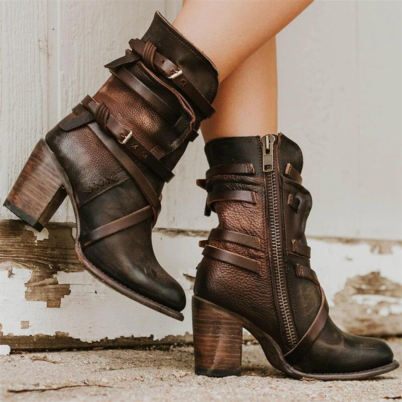 Elegante Damen Lederstiefel Winter