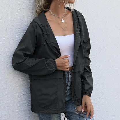 Wasserdichte Sommerjacke Kapuze Sportlich