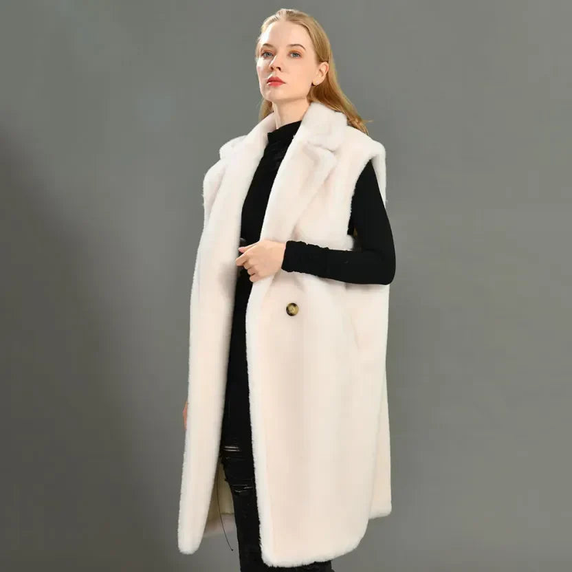 Damen Winter Teddyjacke Ärmellos Soft