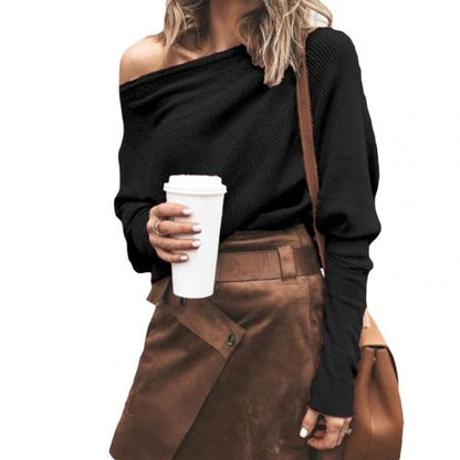 Stylischer Off-The-Shoulder Pullover - IdealeKleiden