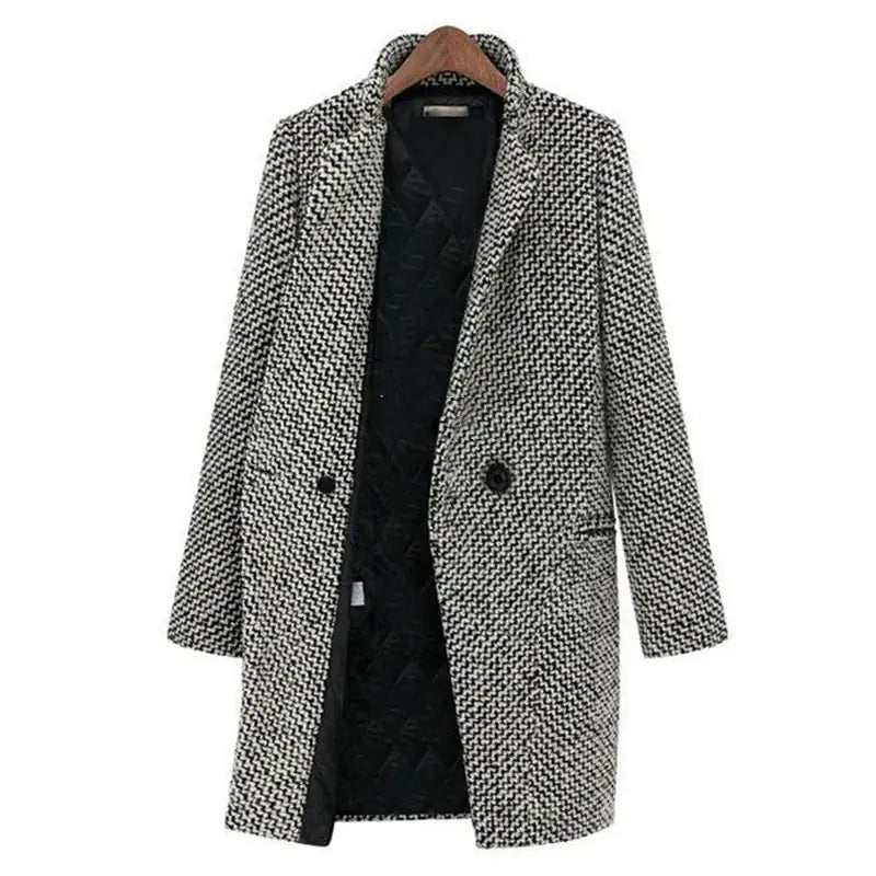 Damen Mantel Wollmix Klassisch Midi