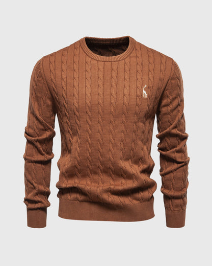 Stylische Kleidung | Zopfstrick Regular Fit Rippbündchen Logo Detail