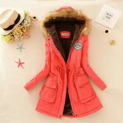 Warme Winterjacke Damen Kapuze Gefüttert