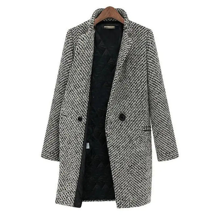 Lange Damenwinterjacke Woll Schwarz