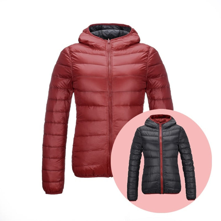 Modische Damen Daunenjacke Reversibel