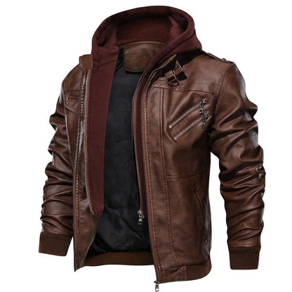 Herren Motorradjacke Kunstleder Schwarz Stil - IdealeKleiden
