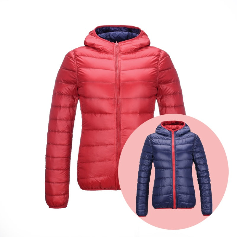 Modische Damen Daunenjacke Reversibel