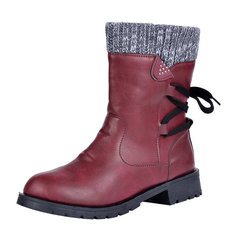 Stylische Stiefel Frauen Retro Design Metall Schnalle