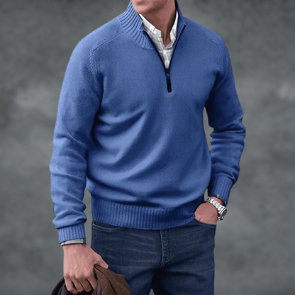 Kaschmir Pullover Stehkragen Reißverschluss