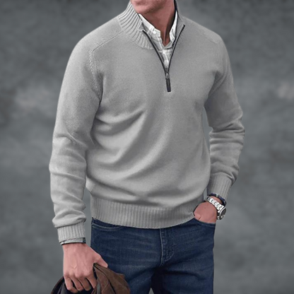 Kaschmir Pullover Stehkragen Reißverschluss