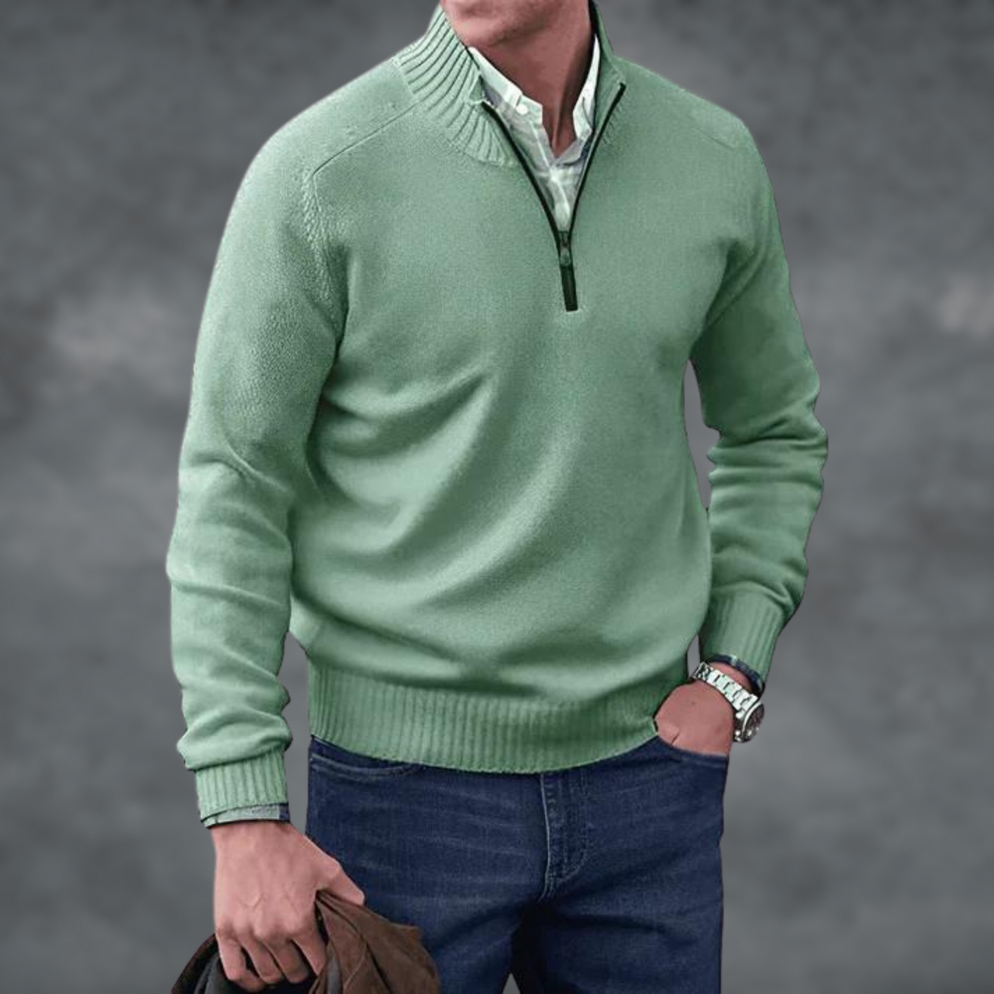 Kaschmir Pullover Stehkragen Reißverschluss