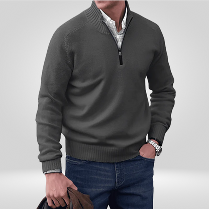Herren Strickpullover Mit Reißverschluss Vorderteil