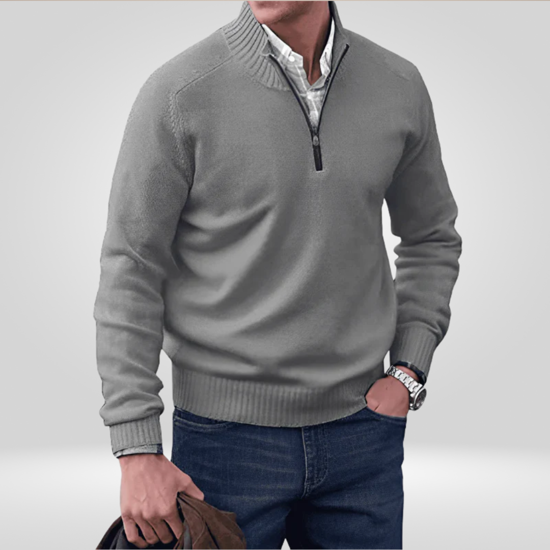 Herren Strickpullover Mit Reißverschluss Vorderteil