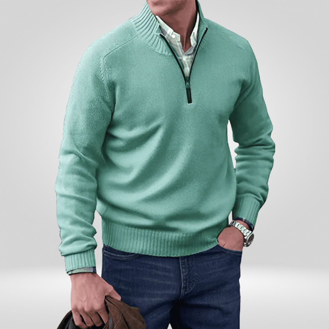 Herren Strickpullover Mit Reißverschluss Vorderteil